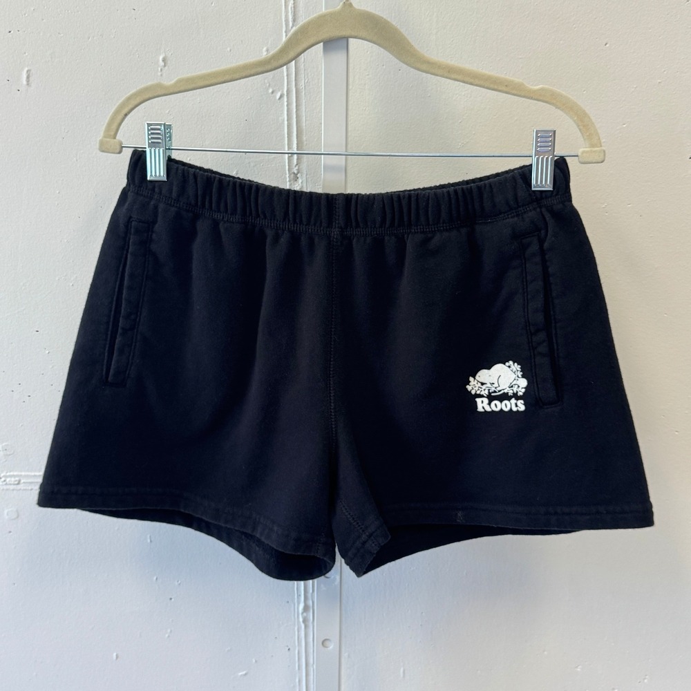 Roots Sweat Shorts Beaver Logo Pockets Cotton Blend Size Medium Athleisure